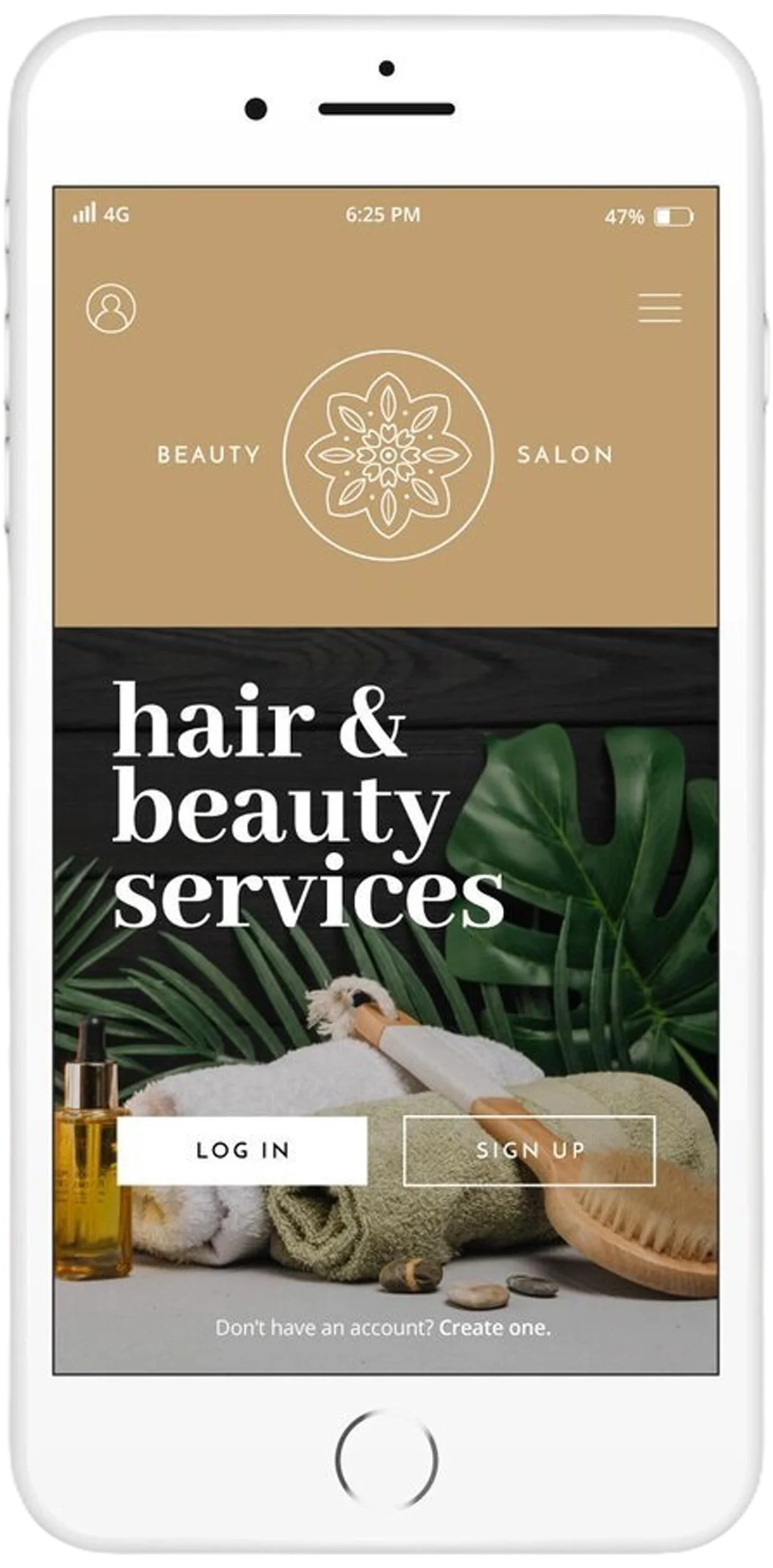 Website profissional apresentado num telemóvel com layout responsivo